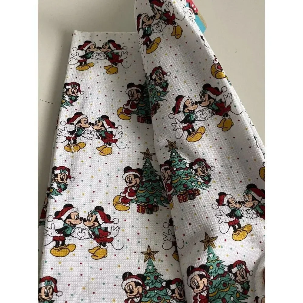 2 Pack Disney‎ Mickey and Minnie Mouse Christmas Tree Kitchen Towels Holiday NEW